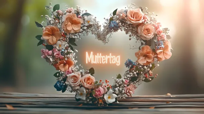 Herzförmiger Blumenkranz für Muttertag