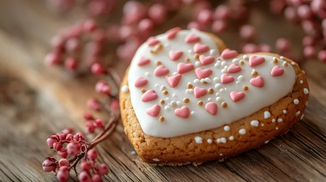 Herzförmiger Lebkuchen mit Zuckerguss