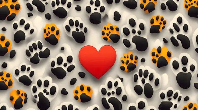 Herzförmiges Symbol umgeben von Tierpfoten Symbolen