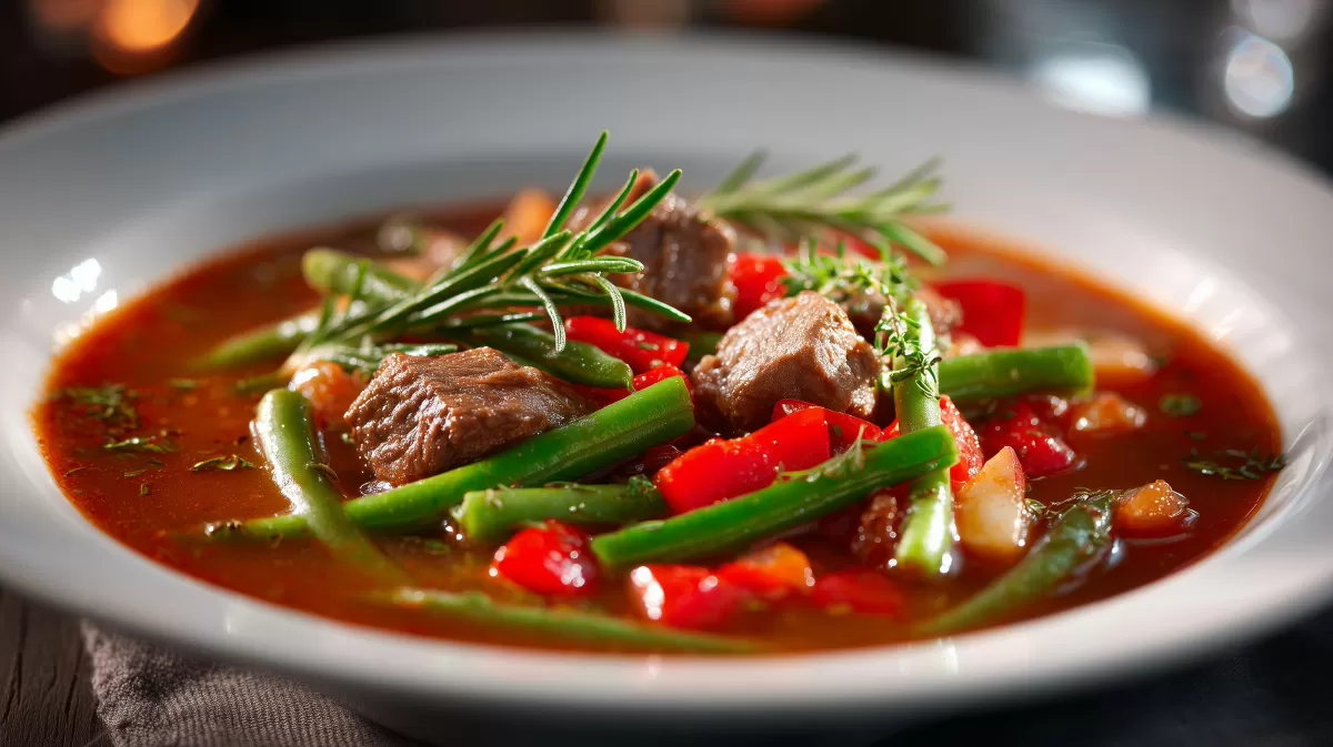 Herzhafte Bohnen-Gulaschsuppe mit Rindfleisch