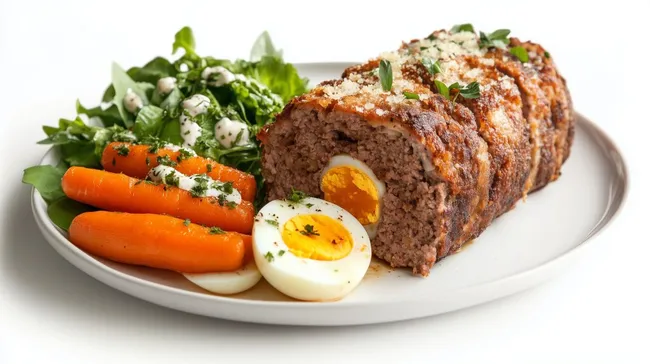 Herzhafte Fleischpfanne mit Karotten und Ei