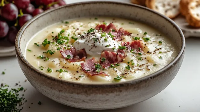 Herzhafte Kartoffelsuppe mit Speck und Kräutern