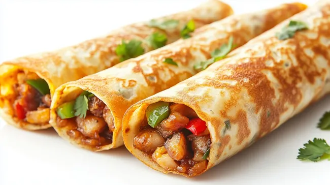 Herzhafte mexikanische Crêpes mit Tomaten und Gemüse