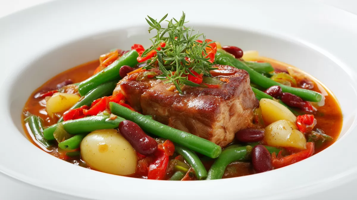 Herzhafter Bohneneintopf mit Schweinekotelett