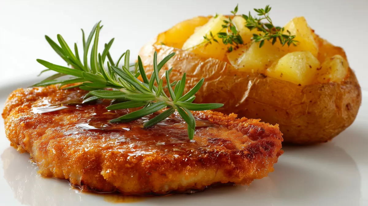 Herzhaftes BBQ Putenschnitzel Baked Potato mit Rosmarin