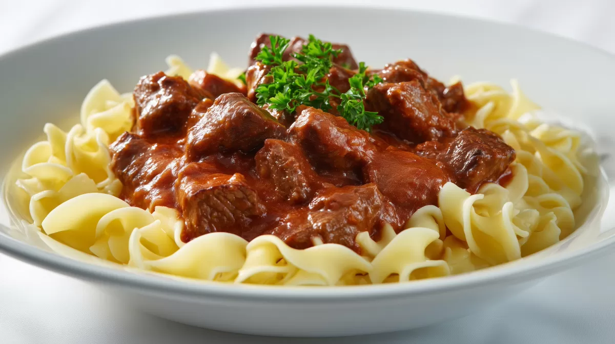 Herzhaftes Gulasch mit Nudeln nach Omas Rezept