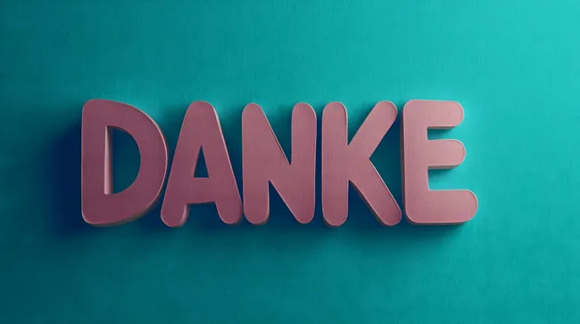 Herzlicher Dank in Pastellfarben auf Türkis