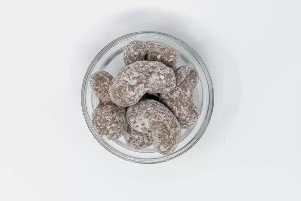 High Angle Shot of Ecological Nougat Cashews in Bowl