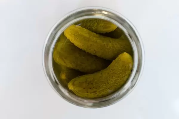 High Angle View of the Pickles in the Jar