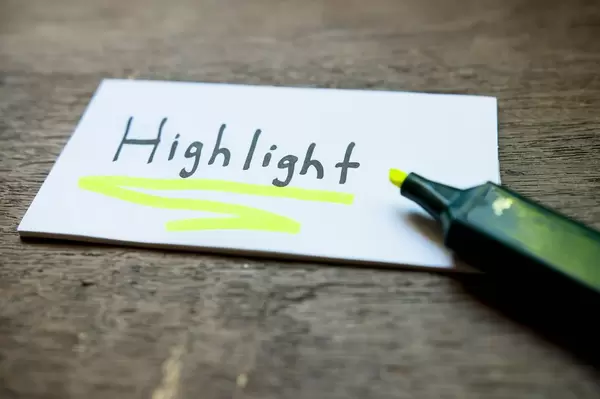 Highlight written on white paper
