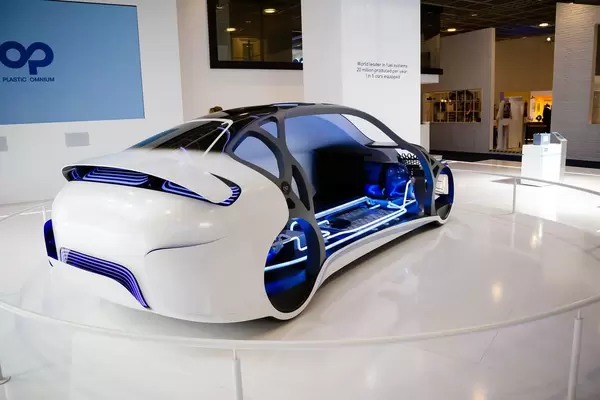 Hinteransicht des Konzeptes von Plastic Omnium bei der IAA 2017 in Frankfurt am Main