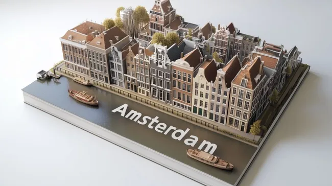 Historische Grachtenarchitektur von Amsterdam in 3D