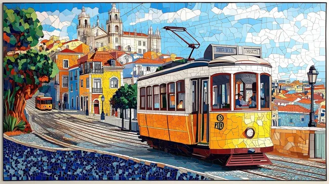 Historische Straßenbahn in der Altstadt von Lissabon