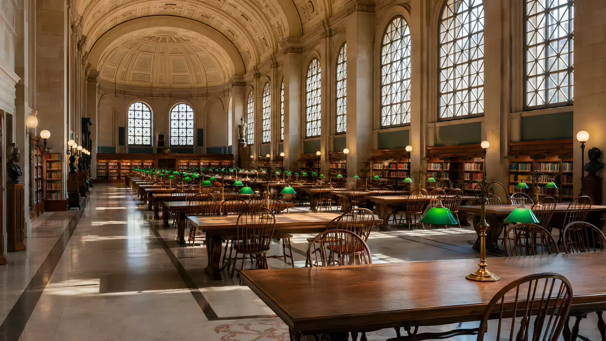 Historischer Lesesaal einer klassischen Bibliothek