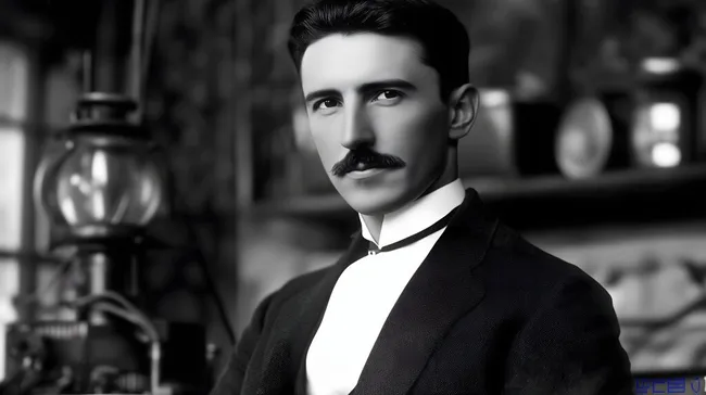 Historisches Schwarz-Weiß-Porträt des Erfinders Nikola Tesla