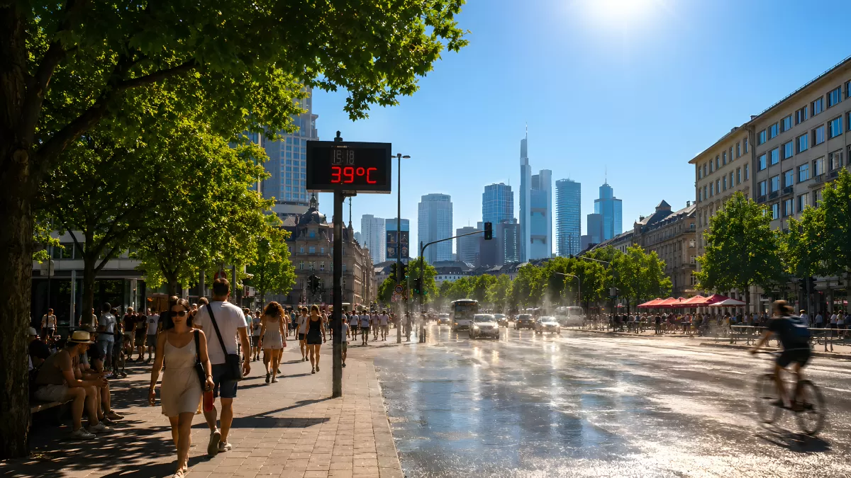Hitze in der Stadt – Thermometer zeigt 39 Grad Celsius