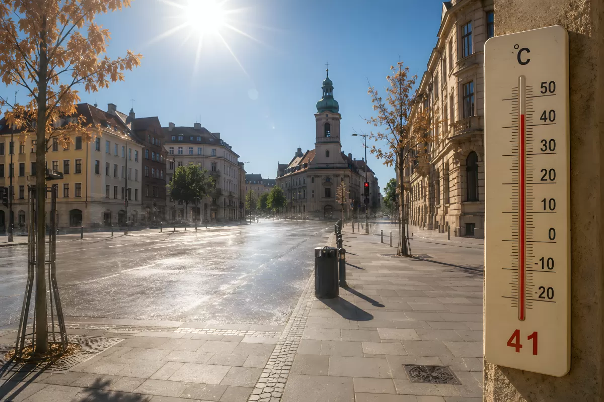 Hitze in der Stadt – Thermometer zeigt 41 Grad Celsius