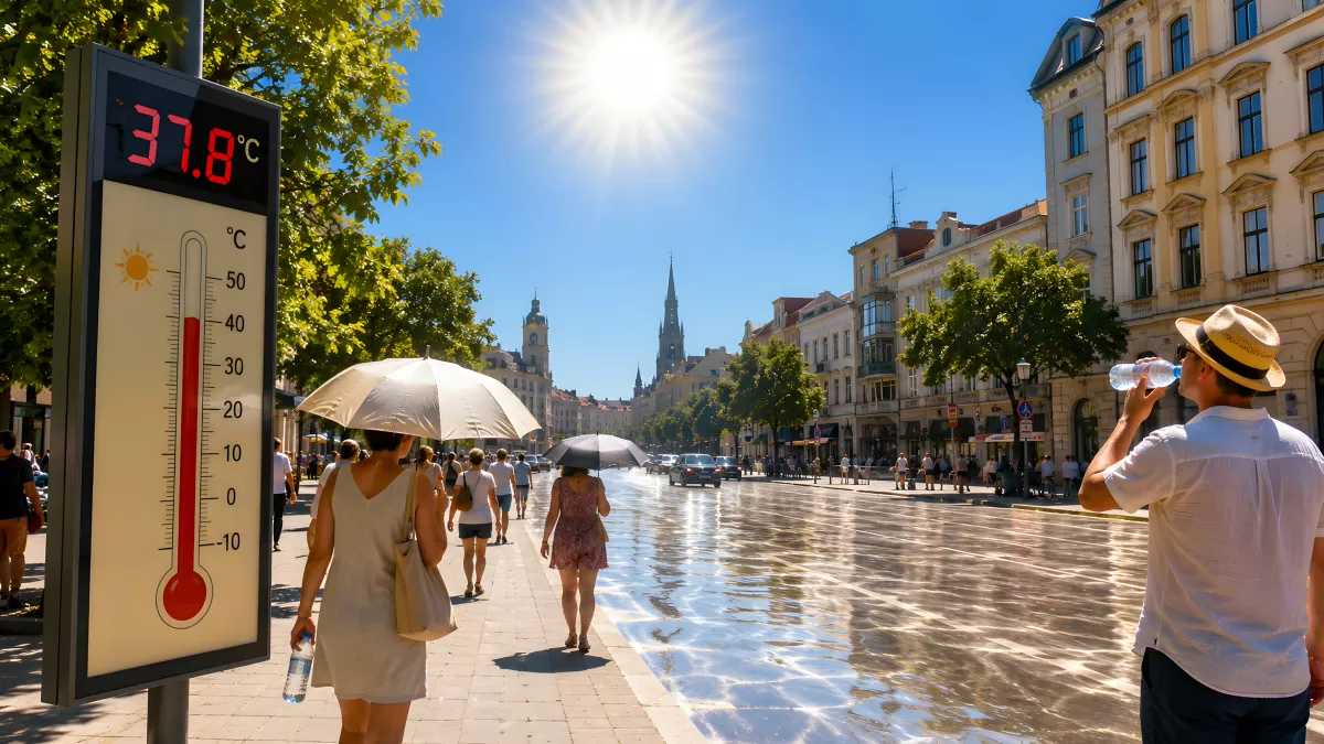 Hitzewelle in der Stadt – Thermometer zeigt 37,8 Grad