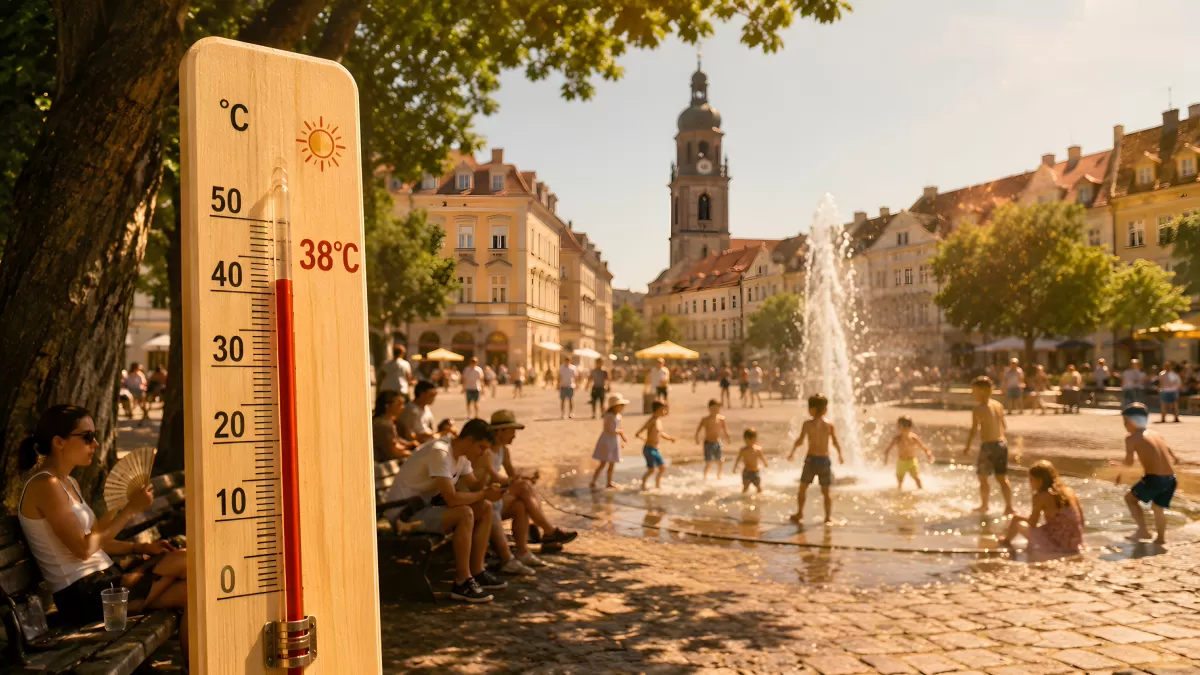 Hitzewelle in der Stadt – Thermometer zeigt 38 Grad