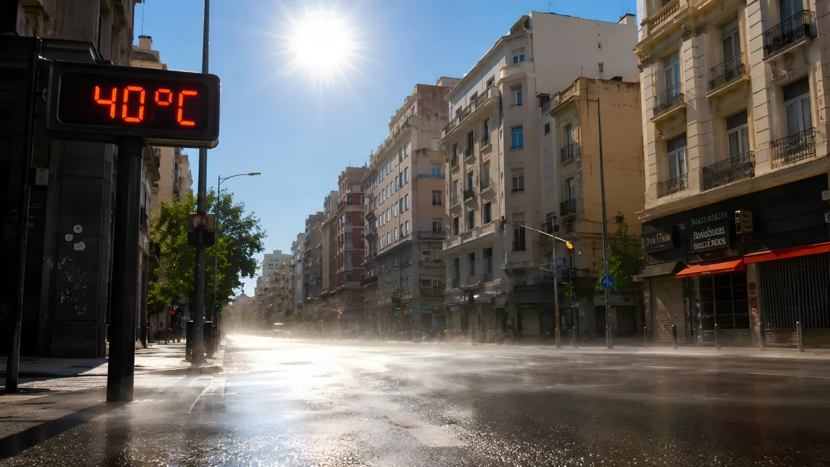 Hitzewelle: Stadtstraße bei 40 Grad Celsius