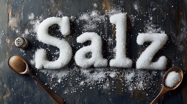 Hochauflösende Nahaufnahme von Salzkristallen auf Holzuntergrund