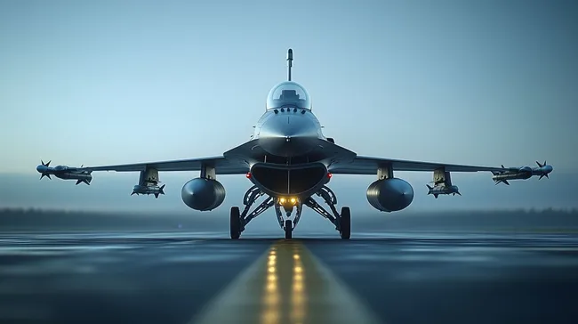 Hochauflösender Kampfjet auf Startbahn