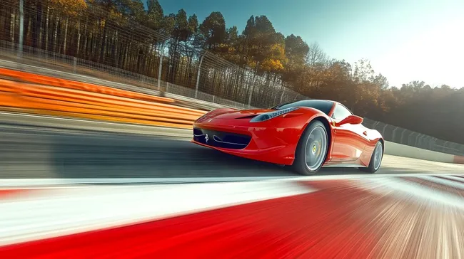 Hochgeschwindigkeits-Ferrari auf Rennstrecke