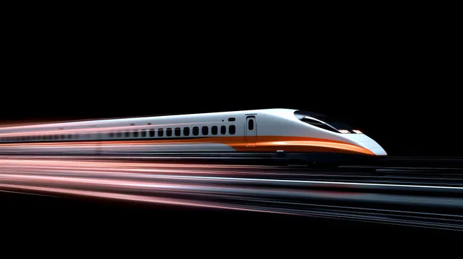 Hochgeschwindigkeitszug bei Nacht mit Lichtspuren