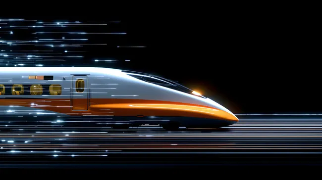 Hochgeschwindigkeitszug mit digitalen Lichteffekten