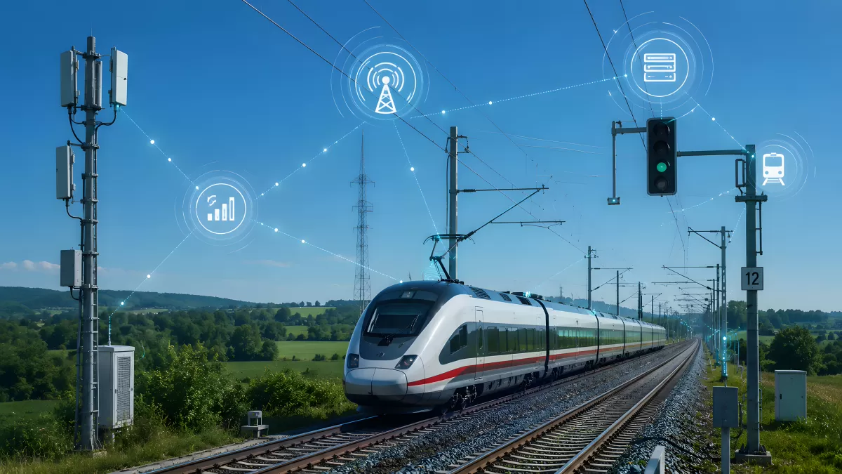 Hochgeschwindigkeitszug mit digitaler Vernetzung auf Strecke