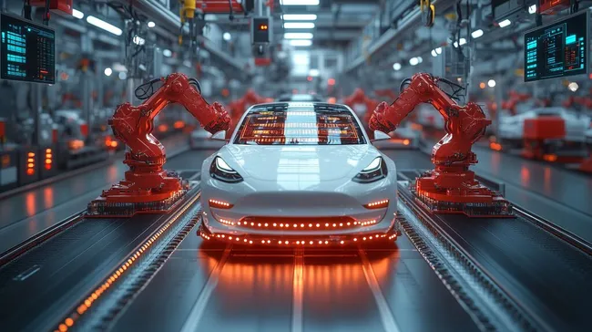 Hochmoderne Automobilproduktion in smarter Fertigungsanlage