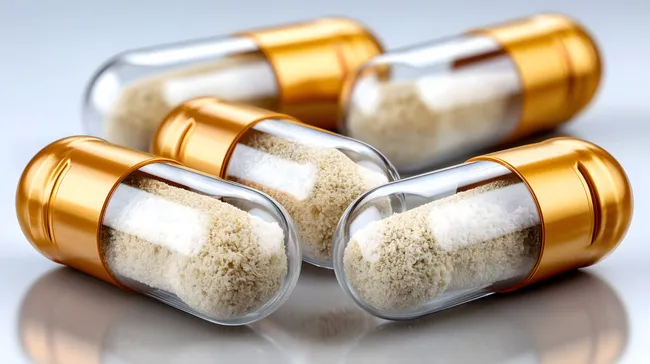 Hochwertige goldfarbene Vitaminkapsel-Anordnung