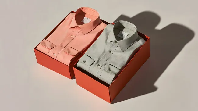 Hochwertige Herrenhemden in elegantem Präsentationsrahmen