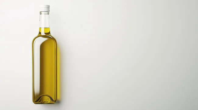 Hochwertige Olivenölflasche vor hellem Hintergrund
