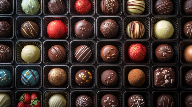 Hochwertiger Pralinen-Sortiment in feinen Farben
