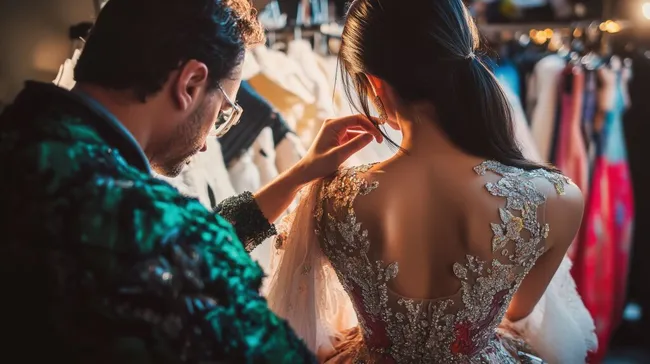 Hochzeit eines Modeprofis: Anprobe eines glamourösen Brautkleids