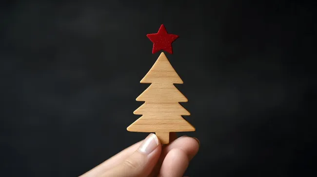 Hölzerner Weihnachtsbaum mit rotem Stern