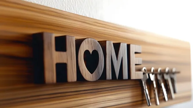 Hölzernes Schlüsselbrett mit Herz-Akzent