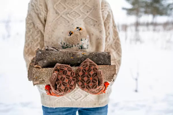 Holding Small Wooden Blocks For Fireplace