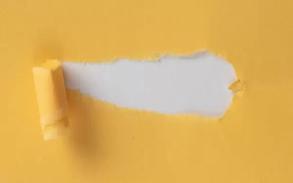 Hole in the paper with place for text