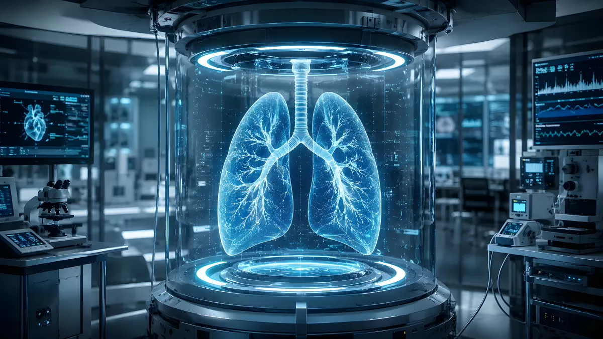 Holografische Lungen in futuristischem Forschungslabor