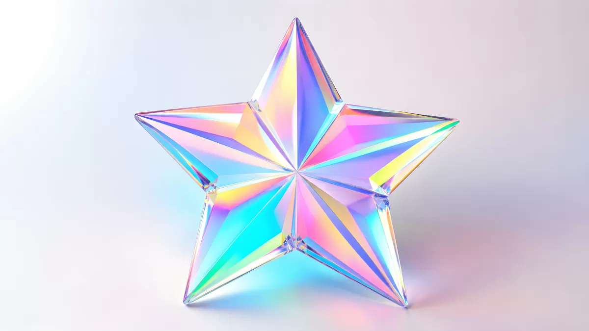 Holografischer Glasstern in schimmernden Pastellfarben