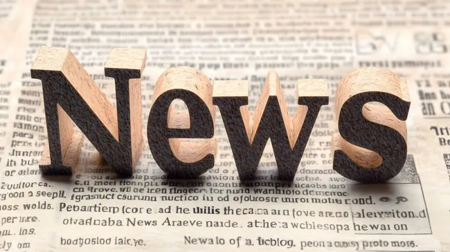 Holzbuchstaben 'News' auf Zeitungsseite