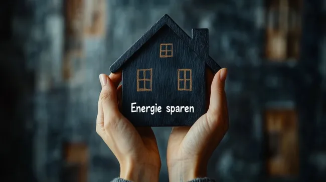 Holzhaus mit Energieeffizienz-Botschaft