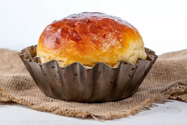 Homemade bread on burlap