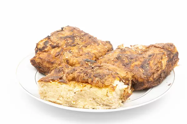 Homemade Cheese Pie served on the plate