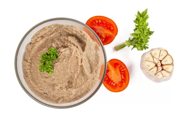 Homemade delicious pate ready to eat, top view