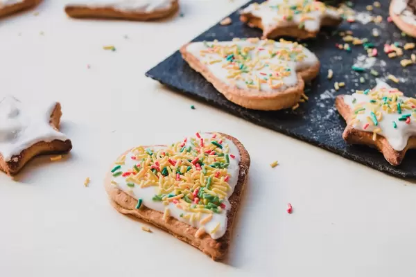 Homemade ginger cookies with colorful sprinckles