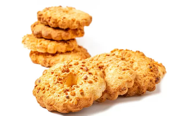 Homemade peanut shortbread cookie, close up