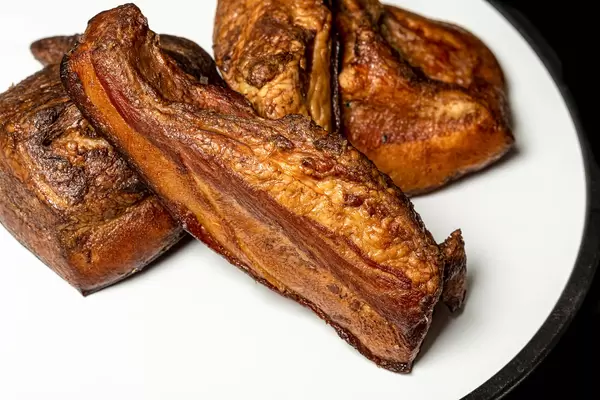 Homemade smoked lard on a cutting board